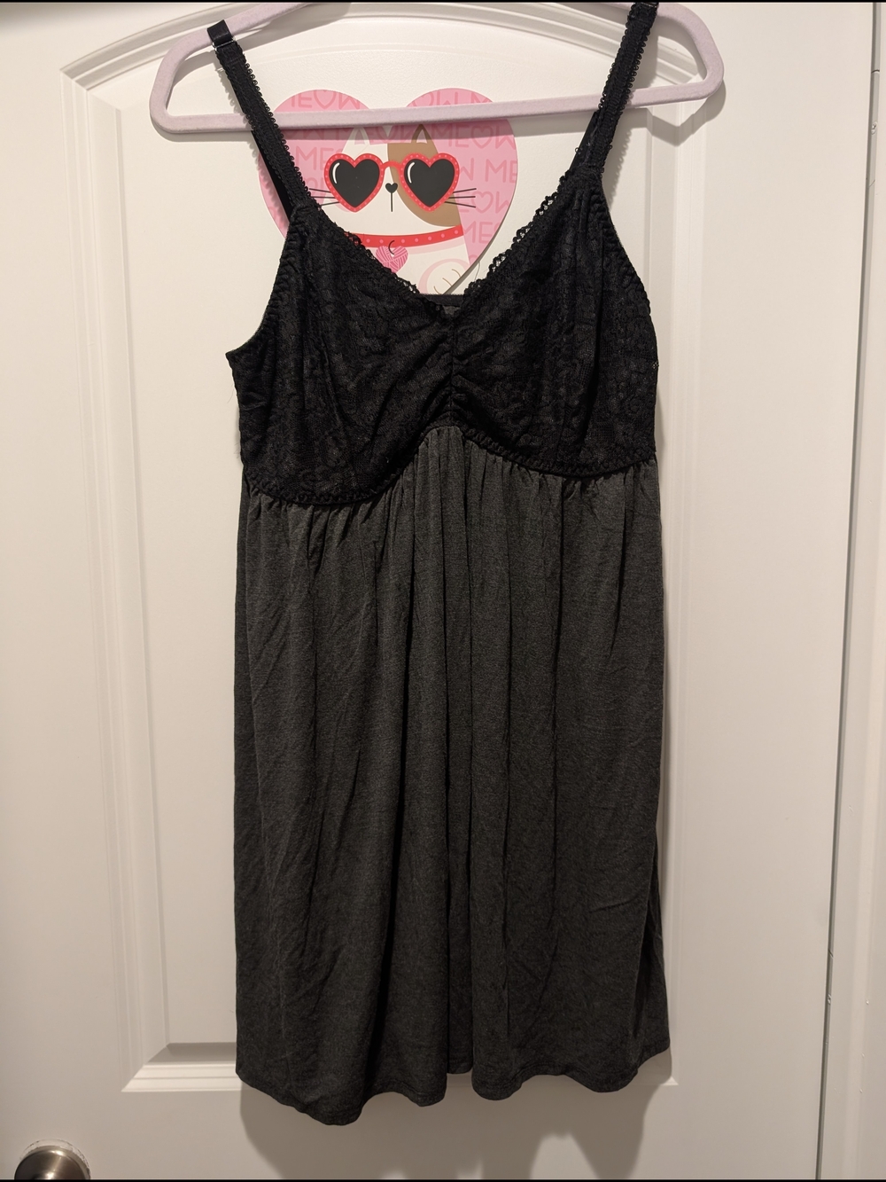 torrid Black Lace Bodice Charcoal Gray Skirt Sleep Chemise
